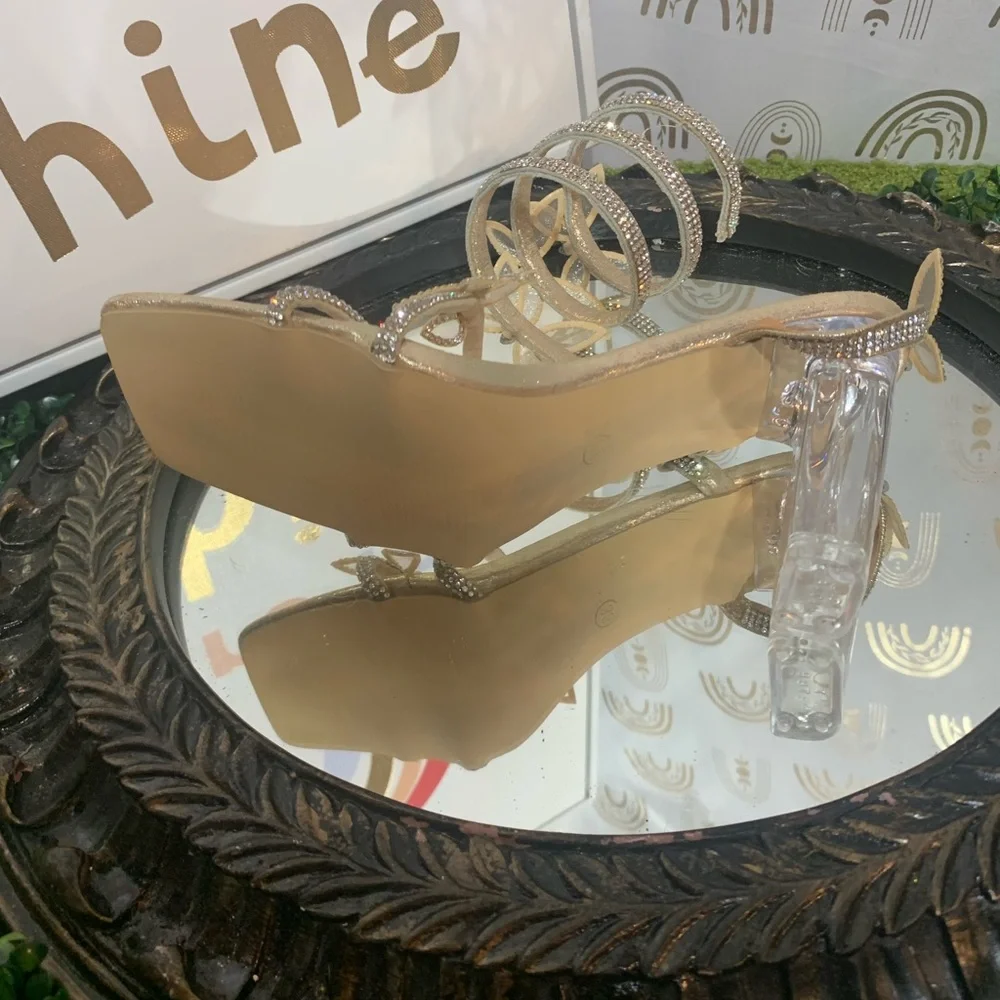 Elegant Gold Strappy Heels
